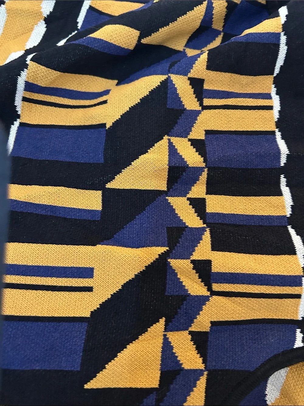 Jealous, tomato Sleeveless Geometric Knit Dress in Navy and Mustard size small - Picture 6 of 6